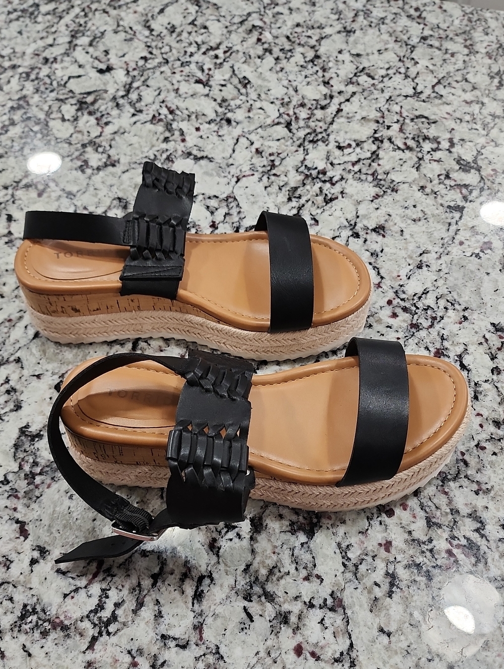 Torrid Double Strap Woven Platform Sandal (9WW) Black.